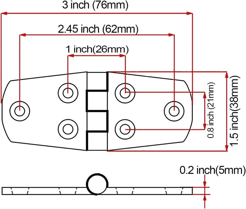Laorde 316 Stainless Steel Hinges Marine Grade 3" x 1.5" Heavy Duty Boat Hatch Hinge (76 mm X 38 mm) Casting Cabinet Door Hinge with Screws (12 Pack) - Image 3